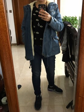 「la chapelleのアイテム（デニムジャケット、ブルー系）」を使った、LL咚咚咚さん（レディース・166cm）の秋コーディネート