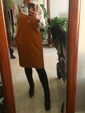 「peacebirdのアイテム（ワンピース、オレンジ系）」を使った、LL咚咚咚さん（レディース・166cm）の秋コーディネート