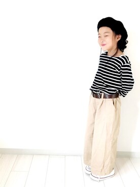 「秋のブラウンスタイル」｜「アイテム（ハンチング/ベレー帽）」を使った、miyuuu.さん（キッズ・110cm）の秋コーディネート