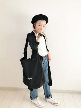 「リーバイス501」｜「アイテム（ハンチング/ベレー帽）」を使った、miyuuu.さん（キッズ・110cm）の秋コーディネート