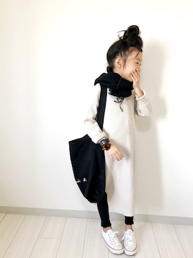 「アイラブCONVERSE」｜miyuuu.さん（キッズ・123cm）の冬コーディネート