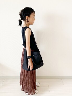 「CIAOPANIC TYPY（チャオパニックティピー）の【ママとおそろい】indiaボイルスカウチョ（その他パンツ）」を使った、miyuuu.さん（キッズ・104cm）の夏コーディネート