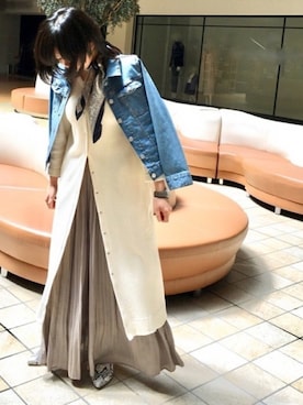 「パイソン柄」｜「アイテム（デニムジャケット）」を使った、namikiayaさん（レディース・161cm）の春コーディネート