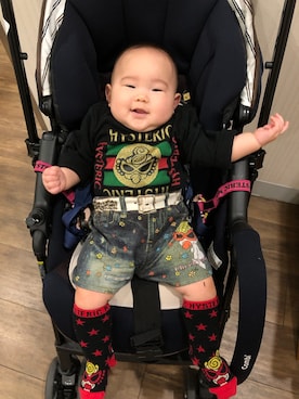 「アイテム（ロンパース、ブラック系）」を使った、senna0424さん（キッズ・60cm）の秋コーディネート