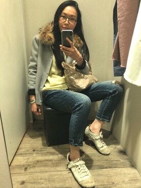 「ORNE（オルネ）のアイテム」を使った、Yukki Liさん（レディース・158cm）の冬コーディネート