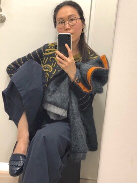 「blue」｜「アイテム（スリッポン）」を使った、Yukki Liさん（レディース・158cm）の冬コーディネート