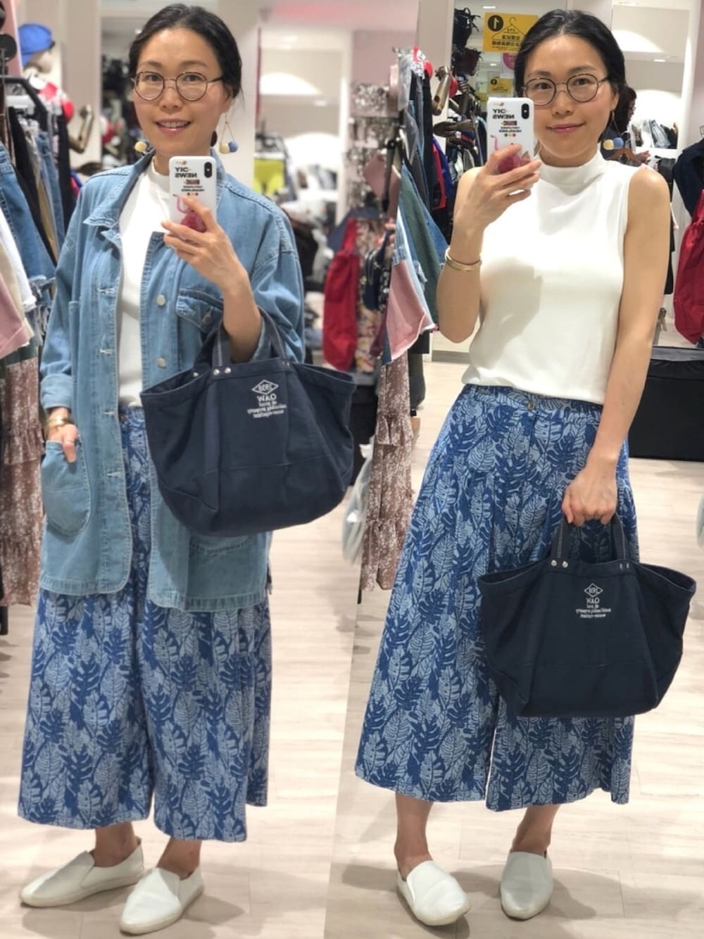 「blue」｜「reneedのアイテム（イヤリング、ブルー系）」を使った、Yukki Liさん（レディース・158cm）の春コーディネートの1枚目の写真