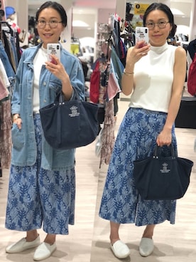 「blue」｜「アイテム（レインシューズ）」を使った、Yukki Liさん（レディース・158cm）の春コーディネート