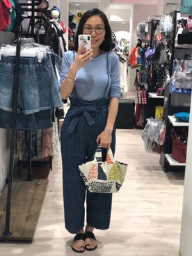 「blue」｜「アイテム（オールインワン・サロペット）」を使った、Yukki Liさん（レディース・158cm）の夏コーディネート