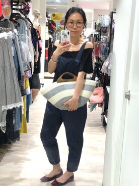 「blue」｜「アイテム（オールインワン・サロペット）」を使った、Yukki Liさん（レディース・158cm）の夏コーディネート