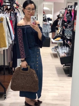 「blue」｜「アイテム（その他）」を使った、Yukki Liさん（レディース・158cm）の夏コーディネート
