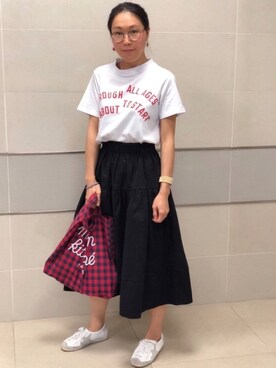 「red」｜「アイテム（その他）」を使った、Yukki Liさん（レディース・158cm）の秋コーディネート