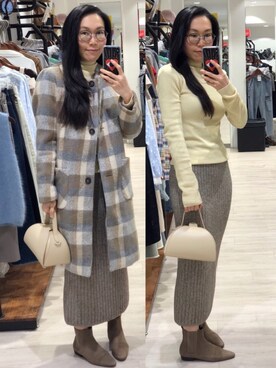 「Inside（インサイド）のアイテム」を使った、Yukki Liさん（レディース・158cm）の冬コーディネート