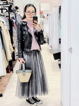 「REAL（リアル）のアイテム」を使った、Yukki Liさん（レディース・158cm）の冬コーディネート