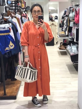 「ORNE（オルネ）のアイテム」を使った、Yukki Liさん（レディース・158cm）の春コーディネート