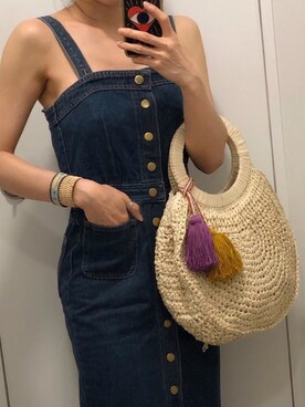 「Handmade（ハンドメイド）のアイテム（財布/小物）」を使った、Yukki Liさん（レディース・158cm）の夏コーディネート