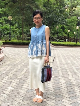 「Maple（メープル）のアイテム」を使った、Yukki Liさん（レディース・157cm）の夏コーディネート