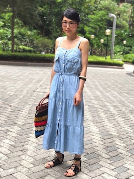 「Maple（メープル）のアイテム」を使った、Yukki Liさん（レディース・158cm）の夏コーディネート