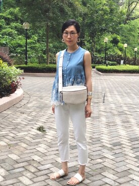 「Maple（メープル）のアイテム」を使った、Yukki Liさん（レディース・158cm）の夏コーディネート