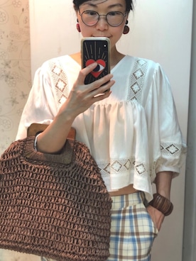 「BASQUIAT（バスキア）のアイテム」を使った、Yukki Liさん（レディース・158cm）の夏コーディネート