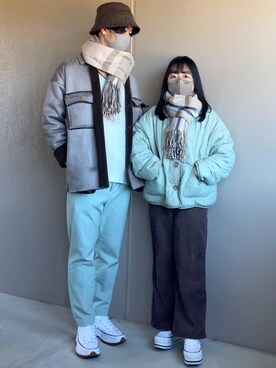 「カップル」｜「アイテム（ジャケット/アウター）」を使った、RICさん（メンズ・177cm）の冬コーディネート