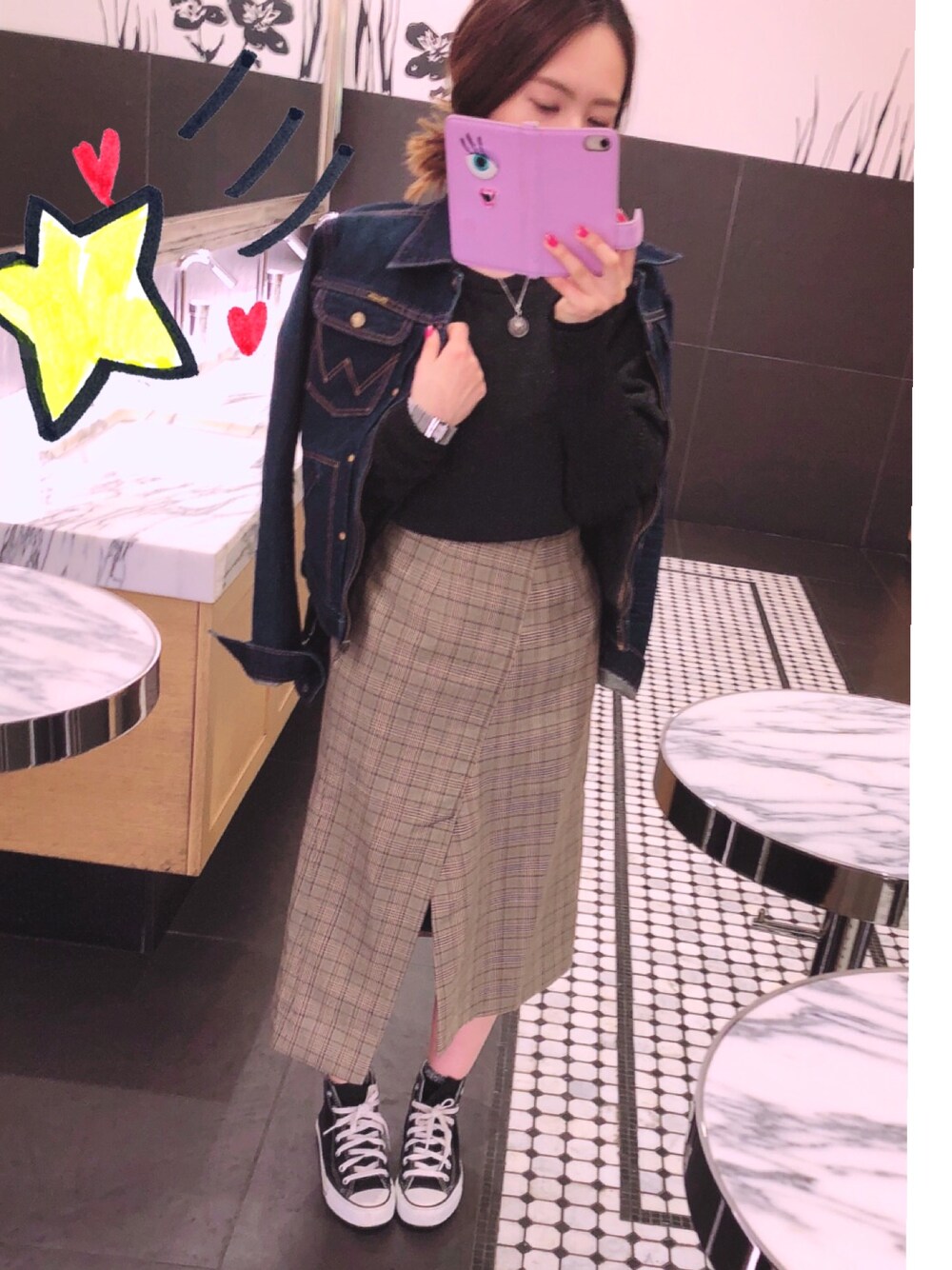 「Chicoのアイテム（スカート、ブラウン系）」を使った、manami ★ s★さん（レディース・150cm）の春コーディネートの1枚目の写真