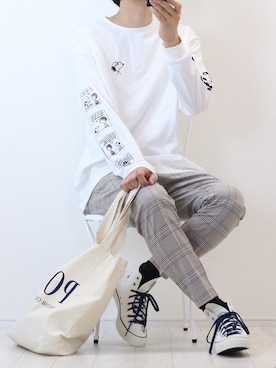 「H&M（エイチ・アンド・エム）のアイテム（その他パンツ）」を使った、梅田梅さん（メンズ・180cm）の春コーディネート