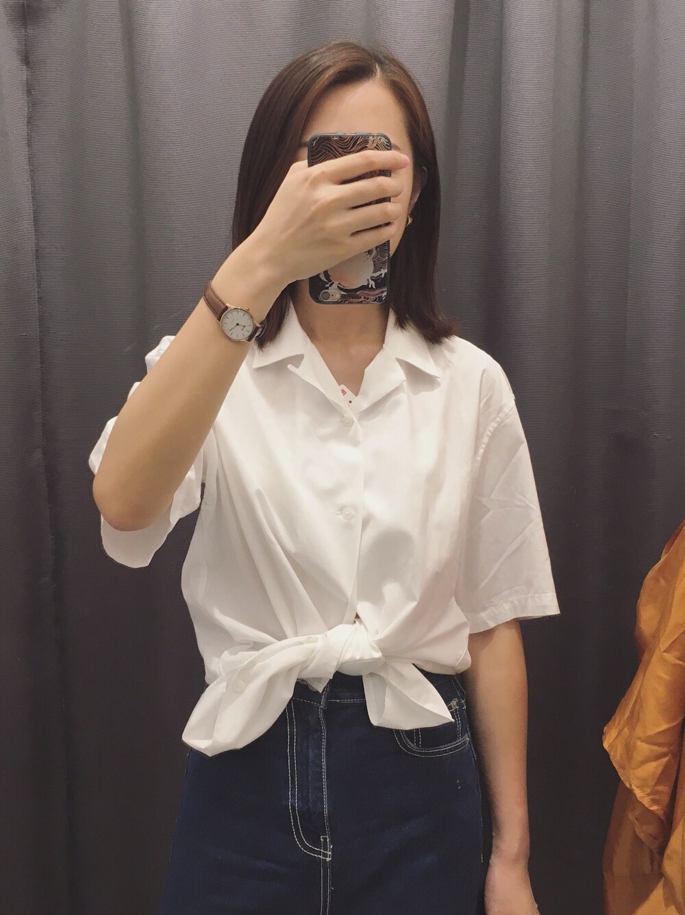 「ootd、夏、日系休闲、复古、日系极简、黑白搭配、UNIQLO」｜「UNIQLOのアイテム（シャツ/ブラウス、ホワイト系）」を使った、穆勒君さん（レディース・175cm）の春コーディネートの1枚目の写真