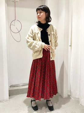 「ざっくりニットカーディガン」｜Dot＆Stripes CHILDWOMANさん（レディース・160cm）の冬コーディネート