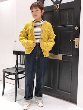 「ざっくりニットカーディガン」｜Dot＆Stripes CHILDWOMANさん（レディース・160cm）の冬コーディネート