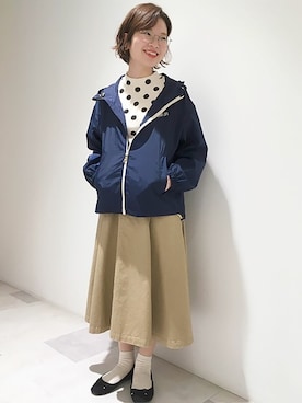 「ナイロンパーカー」｜「アイテム（スカート）」を使った、Dot＆Stripes CHILDWOMANさん（レディース・160cm）の冬コーディネート