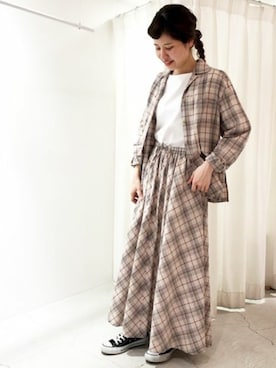 「CHILD WOMAN（チャイルドウーマン）のアイテム（スカート）」を使った、Dot＆Stripes CHILDWOMANさん（レディース・160cm）の春コーディネート