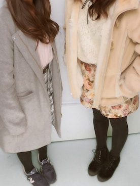 「COMME CA ISM（コムサイズム）のアイテム（ムートンコート）」を使った、PAMU.さん（レディース・158cm）の冬コーディネート