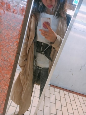 「サッシュベルト」｜「アイテム（トレンチコート）」を使った、PAMU.さん（レディース・158cm）の春コーディネート