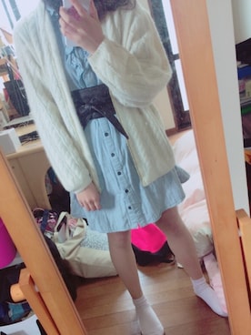 「PAGEBOY（ページボーイ）のアイテム（シャツワンピース）」を使った、PAMU.さん（レディース・158cm）の春コーディネート