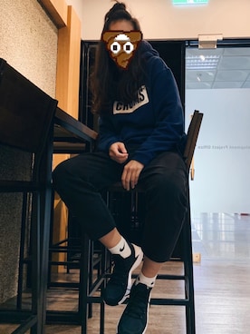 「CHUMS（チャムス）のアイテム（パーカー）」を使った、Valさん（レディース・168cm）の冬コーディネート