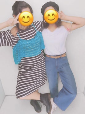 「ANAP（アナップ）のアイテム（ハンチング/ベレー帽）」を使った、KONaさん（レディース・164cm）の夏コーディネート
