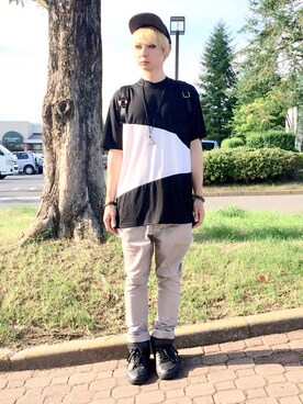 「SPINNS（スピンズ）のアイテム（バックパック/リュック）」を使った、Keisuke Valentineさん（メンズ・174cm）の夏コーディネート