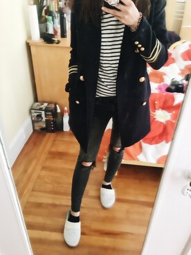 「distressed jeans」｜Cathy_Haさん（レディース・165cm）の秋コーディネート