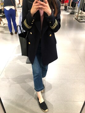 「CELINE」｜「アイテム（ミリタリージャケット）」を使った、Cathy_Haさん（レディース・165cm）の春コーディネート