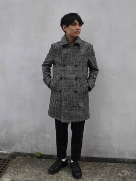 「MK MICHEL KLEIN HOMME （エムケーミッシェルクランオム）のアイテム（ピーコート）」を使った、MK MICHEL KLEIN hommeさん（メンズ・172cm）の秋コーディネート