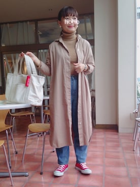 「前髪ぱっつん」｜hoho𓆸さん（レディース・155cm・30代）の秋コーディネート