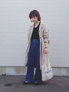 「Samansa Mos2（サマンサ モスモス）のアイテム（トレンチコート）」を使った、hoho𓆸さん（レディース・155cm）の春コーディネート