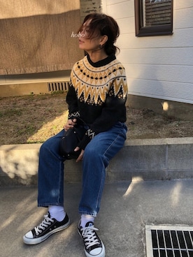 「マムジーンズ」｜hoho𓆸さん（レディース・154cm）の秋コーディネート