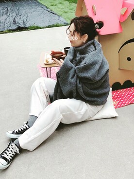 「アイテム（インテリア、レッド系）」を使った、hoho𓆸さん（レディース・154cm）の春コーディネート