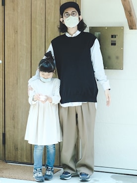 「Graphpaper（グラフペーパー）のアイテム（ベスト）」を使った、チョカオさん（メンズ・171cm）の春コーディネート
