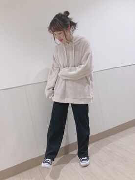 「ボア」｜「アイテム（チュニック）」を使った、なぽんさん（レディース・151cm）の冬コーディネート
