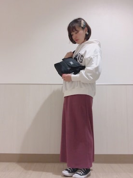 「Green　Parks（グリーンパークス）のアイテム（パーカー）」を使った、なぽんさん（レディース・151cm）の冬コーディネート
