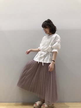 「earth music&ecology（アースミュージックアンドエコロジー）のアイテム（チュニック）」を使った、なぽんさん（レディース・150cm）の春コーディネート