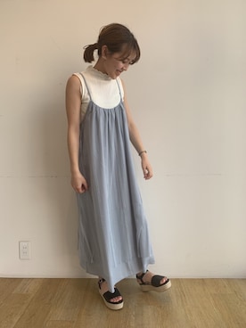 「earth music&ecology（アースミュージックアンドエコロジー）のアイテム（ワンピース）」を使った、なぽんさん（レディース・150cm）の夏コーディネート